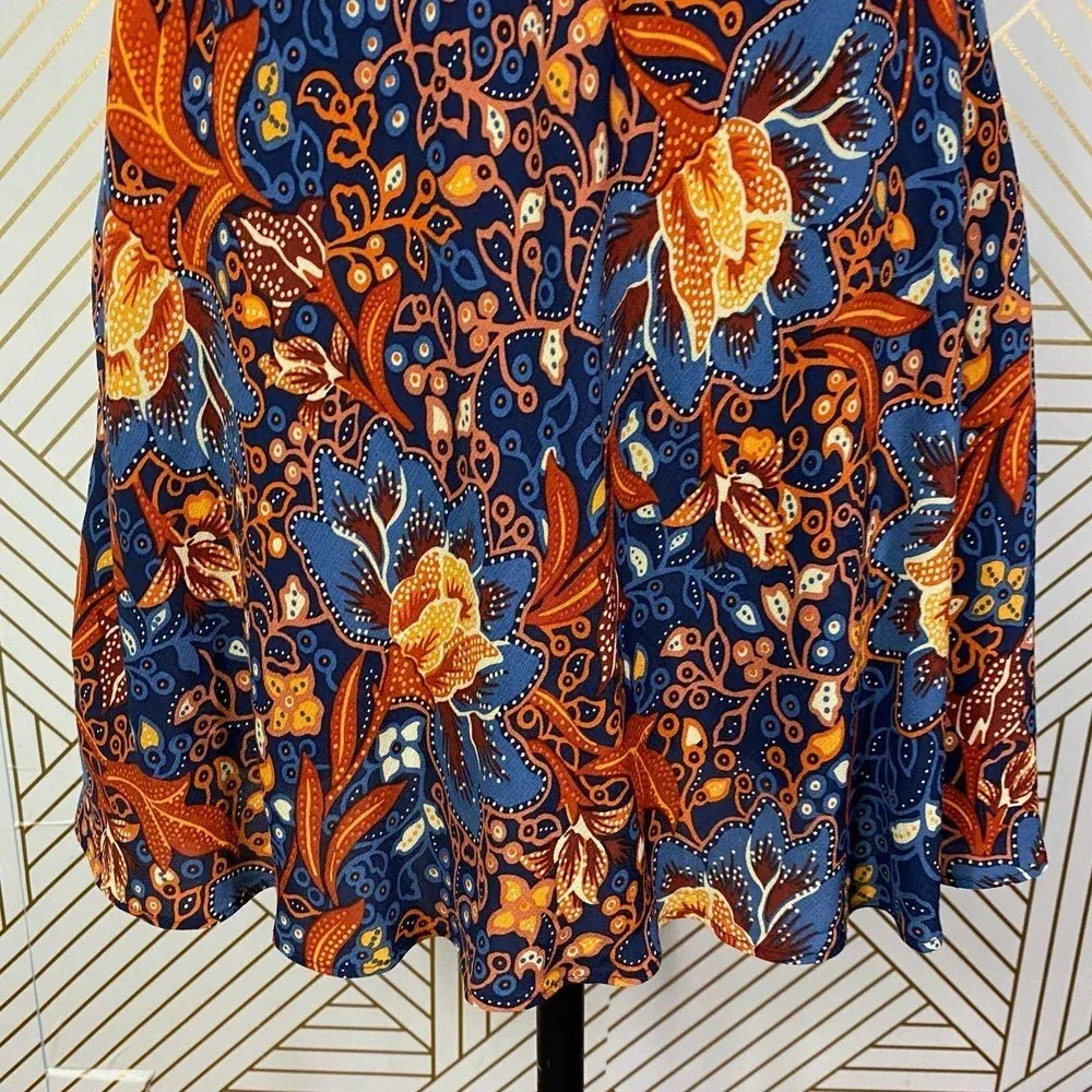 Anthropologie Sisters Gulassa Caterina‎ Mini Skirt Floral Orange Blue Size US XS - Image 5