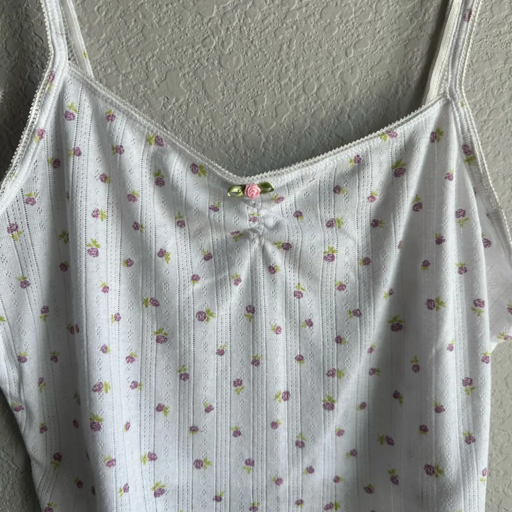 🤍Est. PAC 1980 Rosalind Cinched Pointelle Cami Tank Top - Image 4