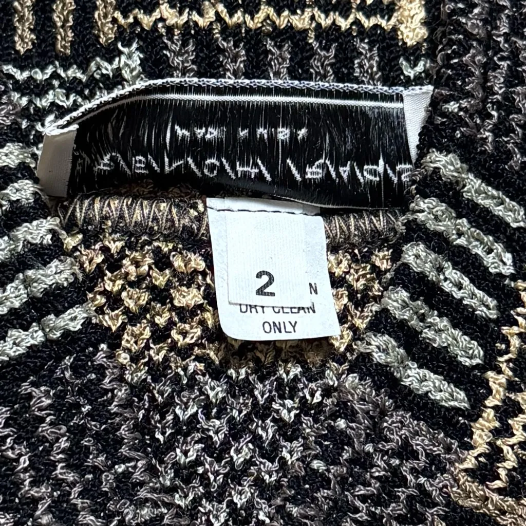 Vintage French Rags Artsy Geometric Print Knit Holiday Chic Substantial Vest 2 Black - Image 8