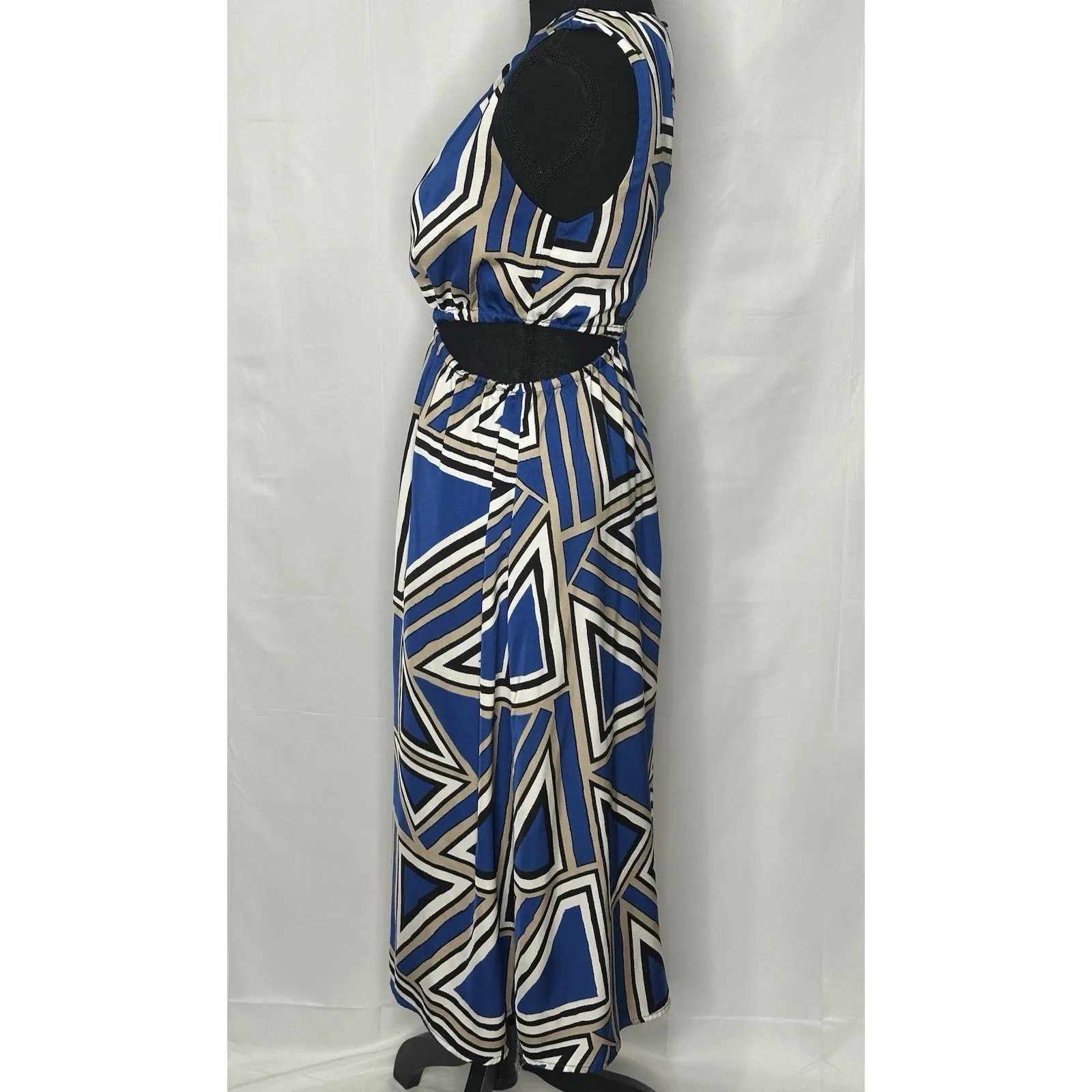 Banana Republic Women's Sleeveless Blue Midi Geo Print Dress Size XS - Image 6