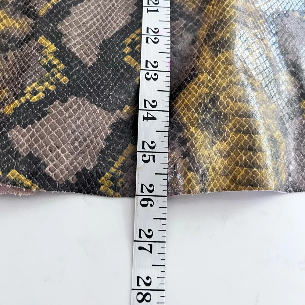 Zara Women's Skirt XS Snake Print  Midi Yellow Brown  Shiny Front Zip - Image 11