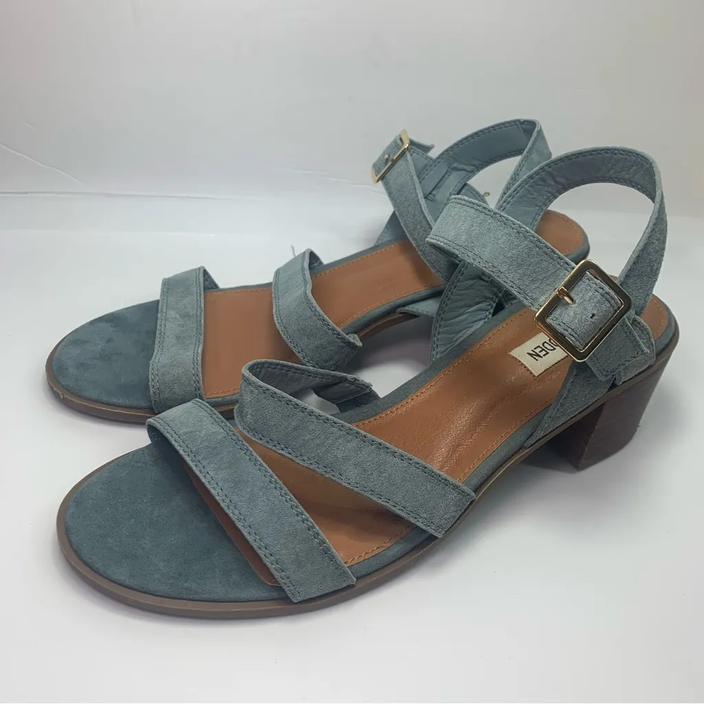 Steve‎ Madden Sandals Raymee Strappy Slingback Light Blue Leather Heels size 9.5 - Image 13