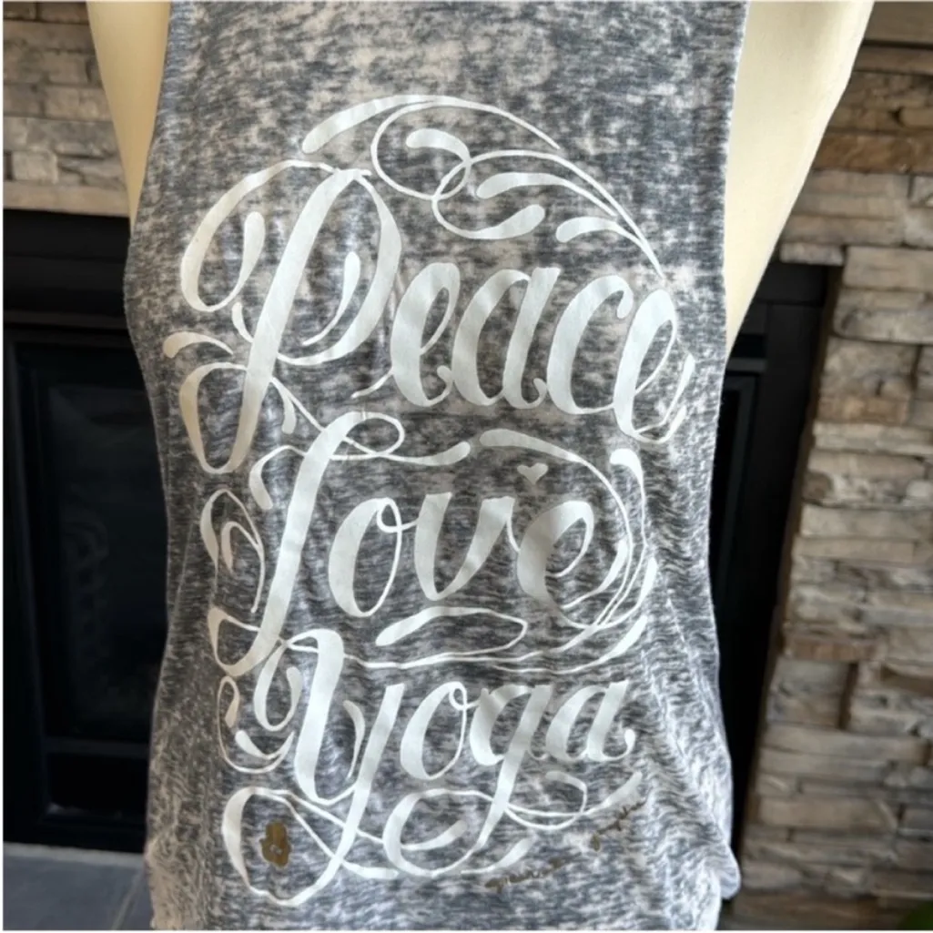 Spiritual Gangster peace, love yoga, Gray Tank Top - Image 3