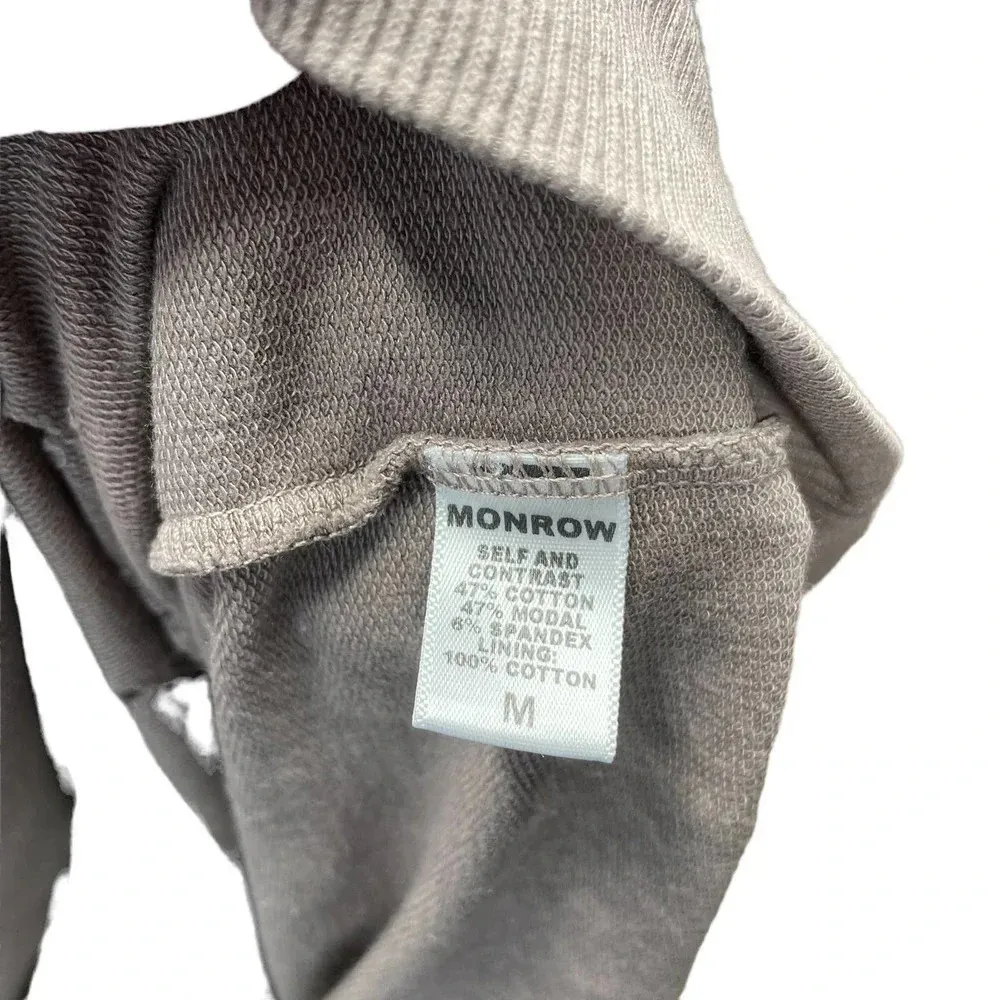 Monrow Distressed Double Layer Sweatshirt Fawn White‎ Size Medium Tan - Image 10