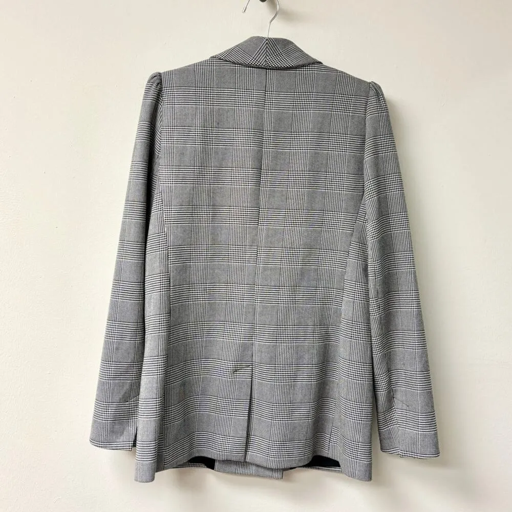 Zara TRF Outerwear Houndstooth Shawl Lapel Double-Breasted Blazer Gray Women' S - Image 2