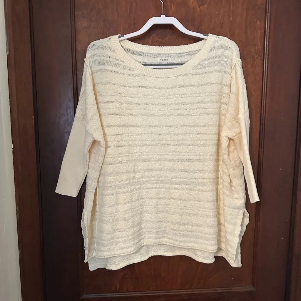 Anthropologie Pilcro Cream Oversized Tunic Sweater Size XS - Image 3