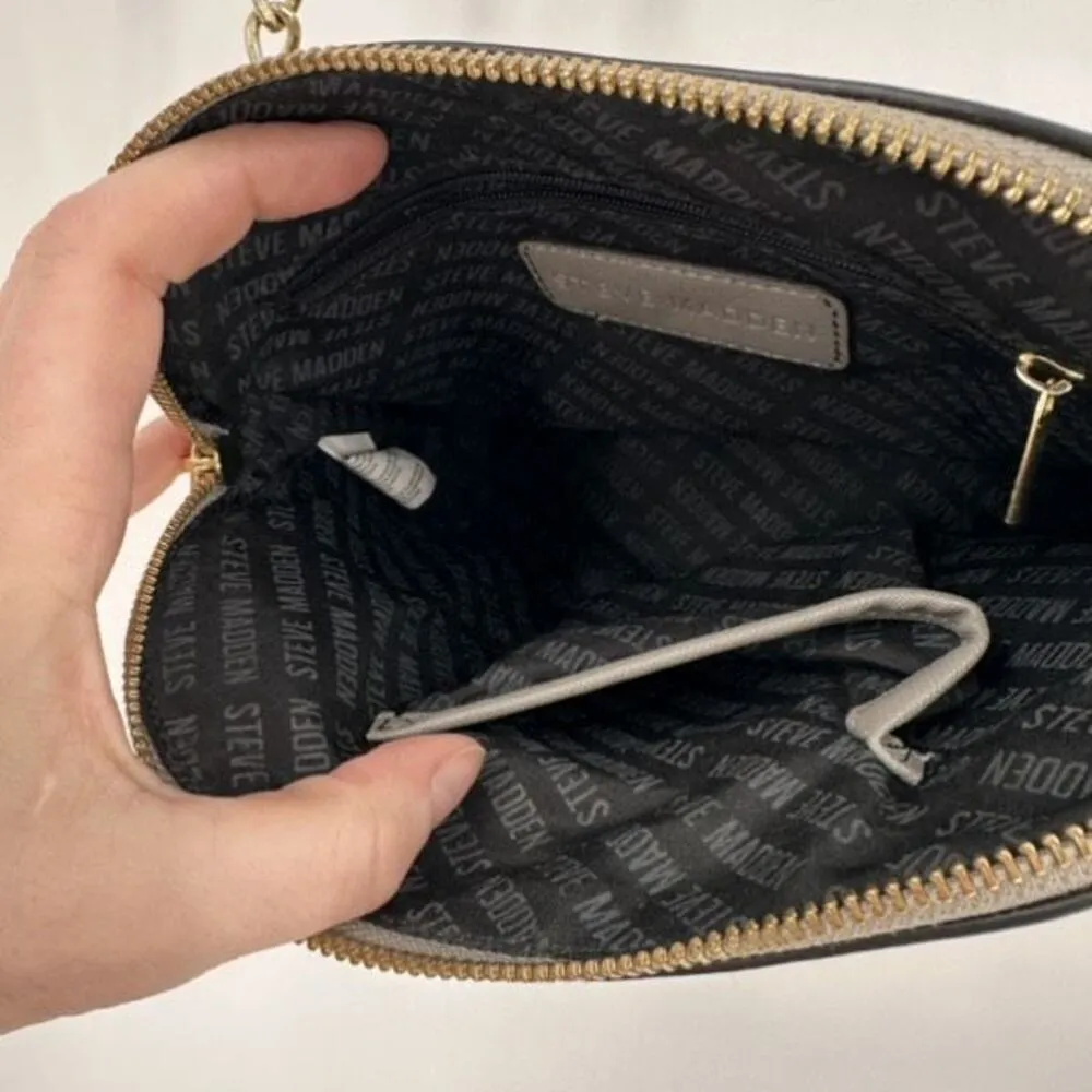 STEVE MADDEN Crossbody dome‎ bag light gray silver Y2K Faux Leather streetwear - Image 9