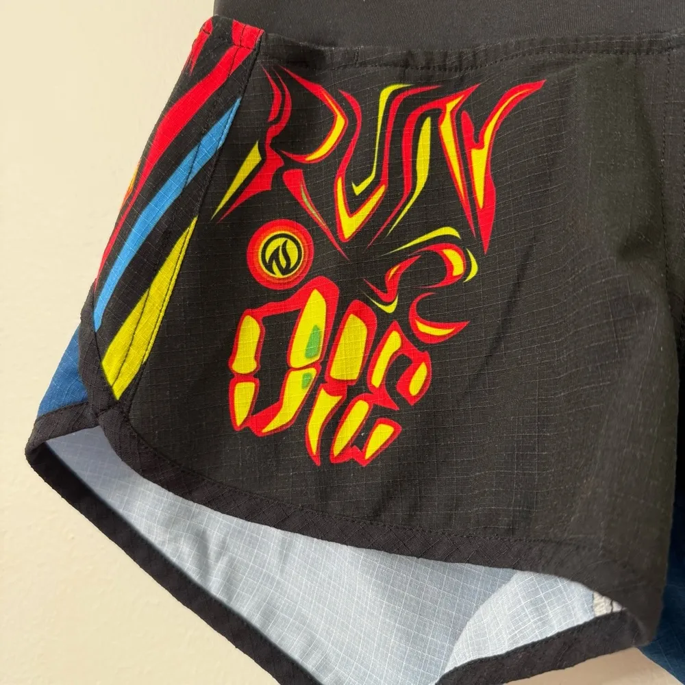 {2} InkNBurn Run or Die Colorful Women's Flutter Running Shorts Black - Image 3