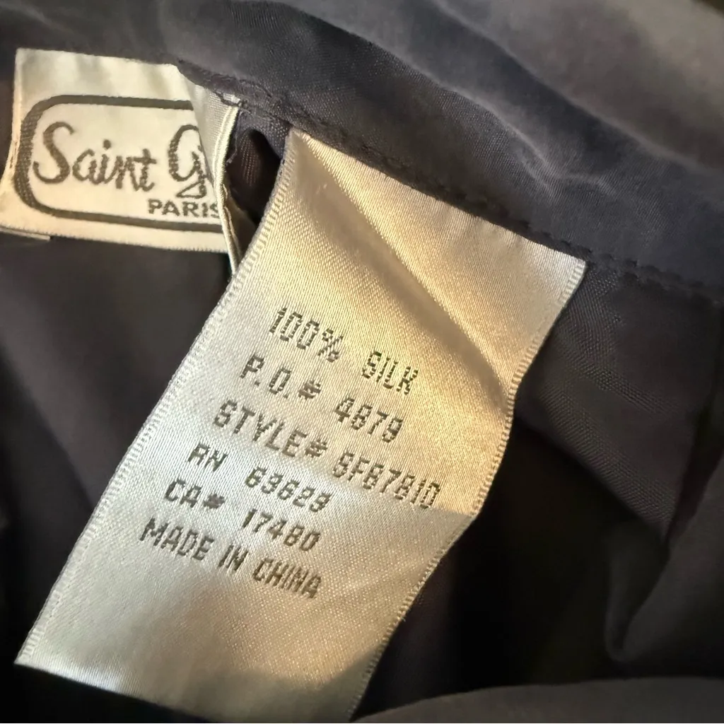 Vintage Saint Germain Paris 100% silk beaded jacket Gray - Image 3