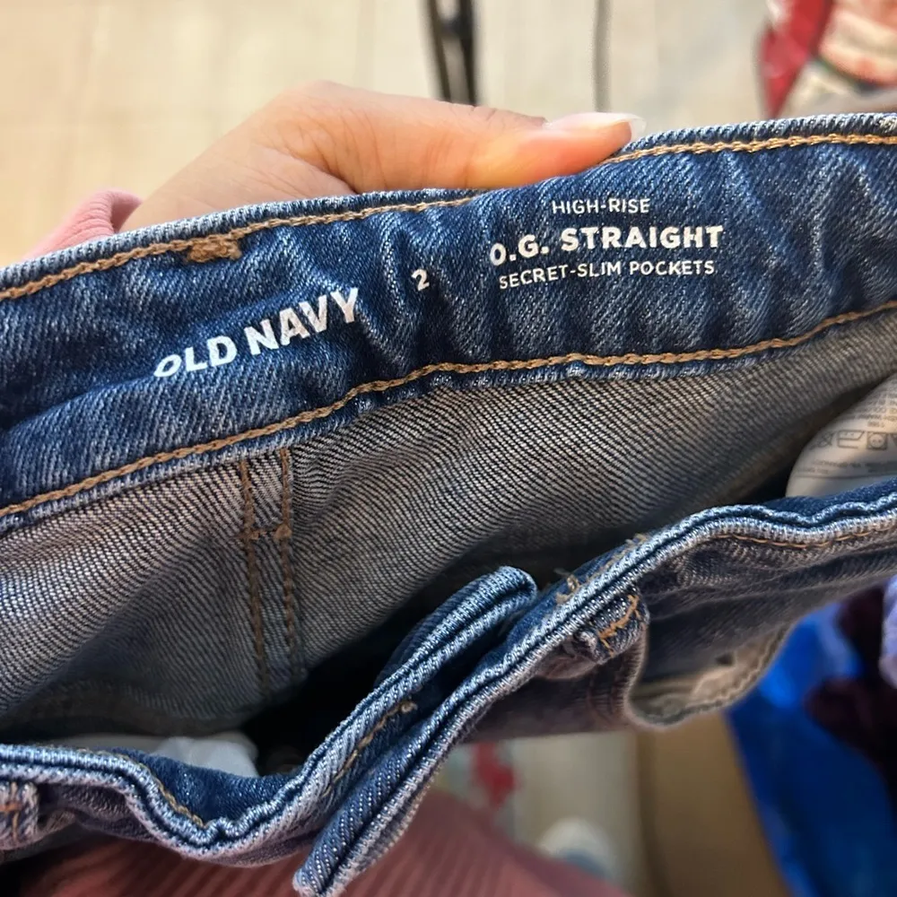 Old Navy Medium Wash High Rise OG Straight Leg Jeans - Image 3