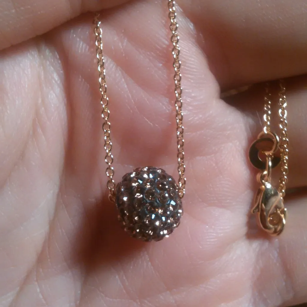 Champagne Color Austrian Crystal Cluster Goldtone Brass Pendant Necklace - Image 7