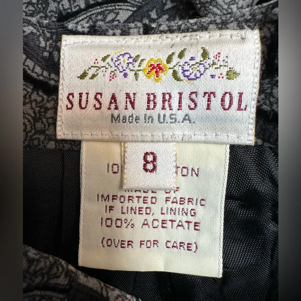Vintage Susan Bristol Velvet Burnout Black & Pink Paisley Pencil Skirt Size 8 M - Image 10
