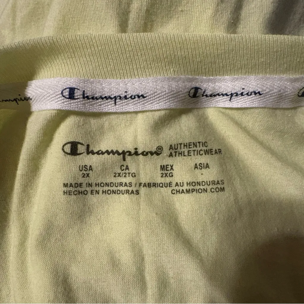 Champion Womens Short Sleeve Crew Neck Logo Classic T-Shirt Size 2X Cotton Lime - Image 8