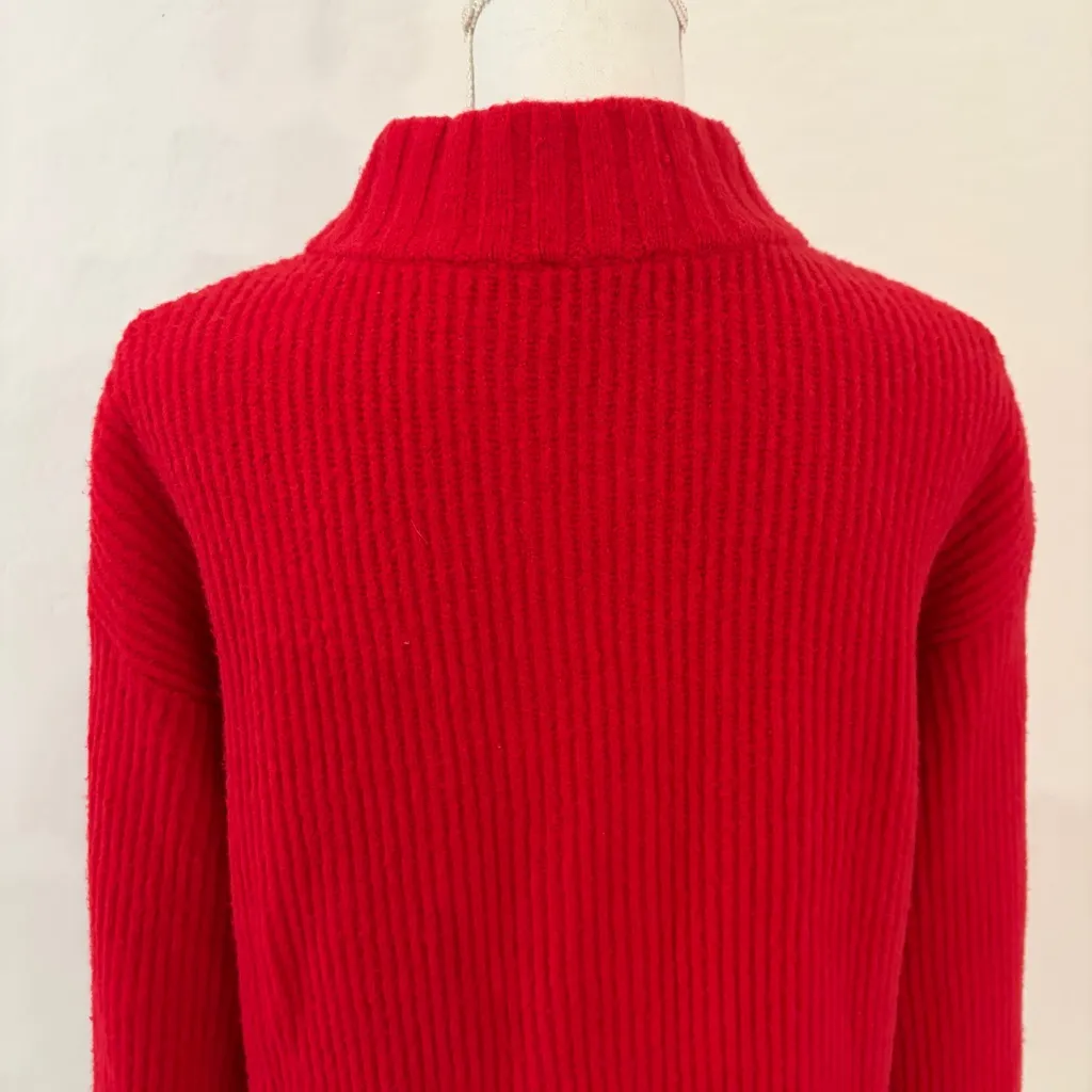 Talbots Red Jewel Half Button Henley Rib Knit Sweater Size M - Image 10