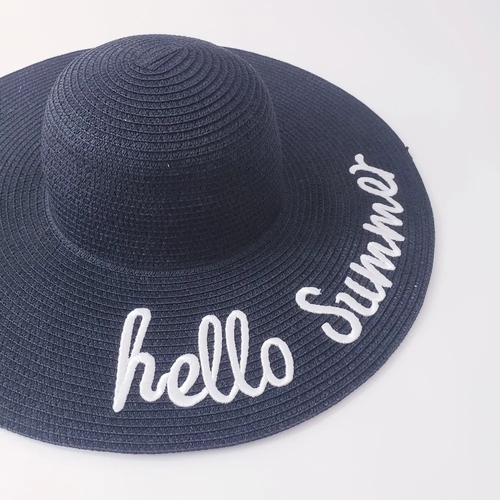 Lucky 7 Sun Hello Summer Hat Black - Image 3