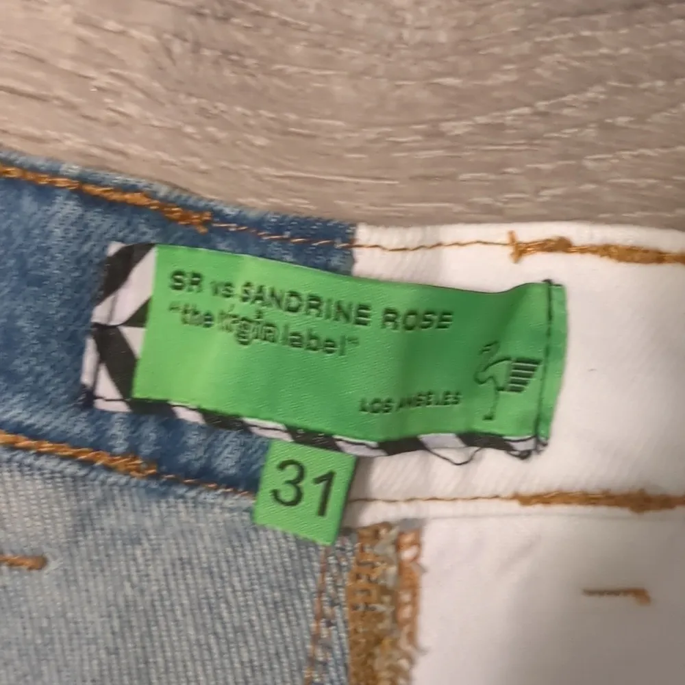 Sr vs Sandrine Rose free people Wide Leg Color Block Retro Jeans Milky Way sz 30 - Image 4