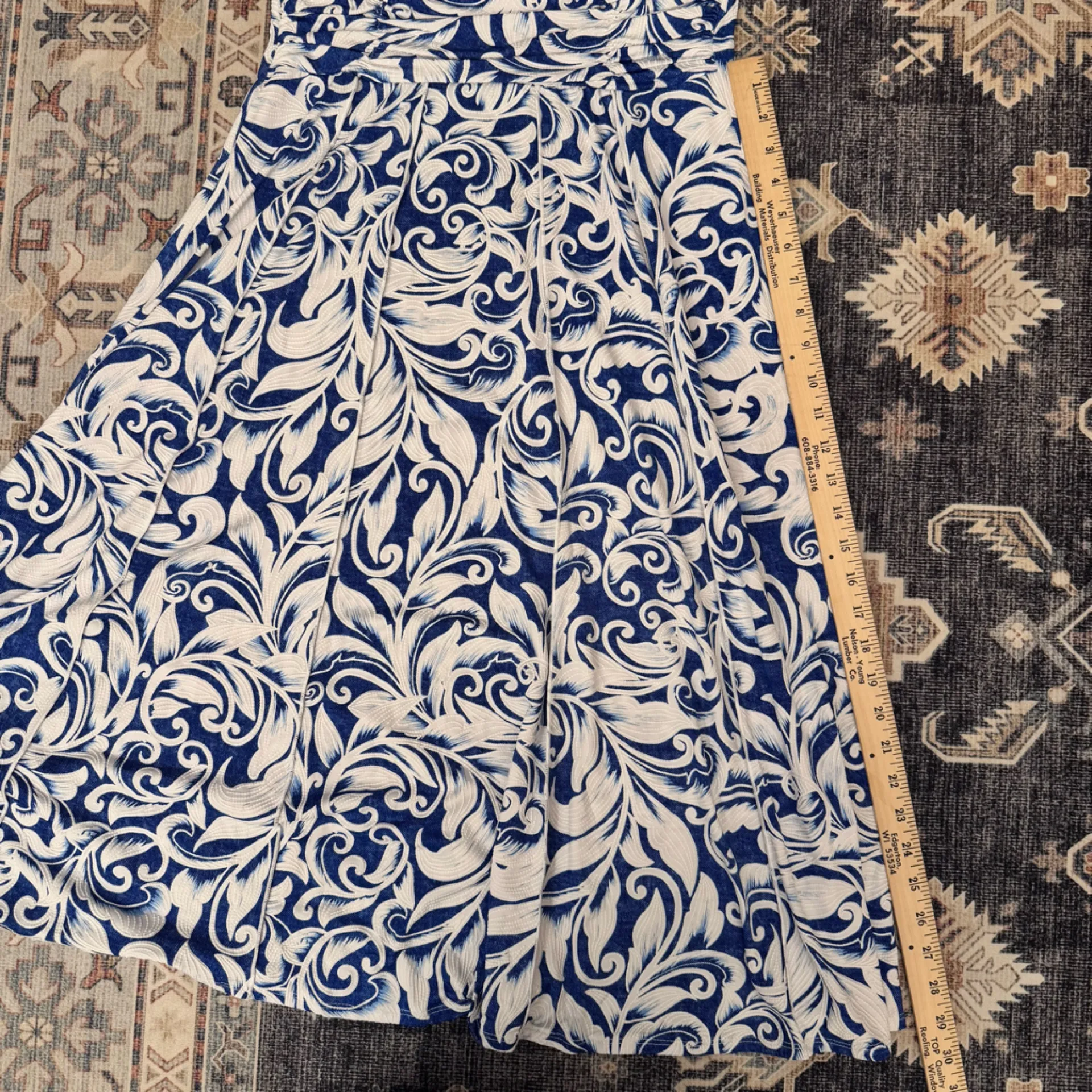 Perceptions A-Line Sleeveless Formal Women’s White & Blue Midi Dress Size Medium - Image 12