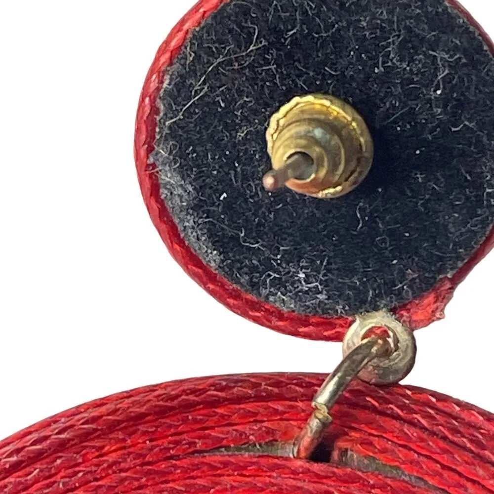 Woven Circle Drop Earrings Red Statement Jewelry Women Lightweight Stylish Y2k u Brown - Image 4