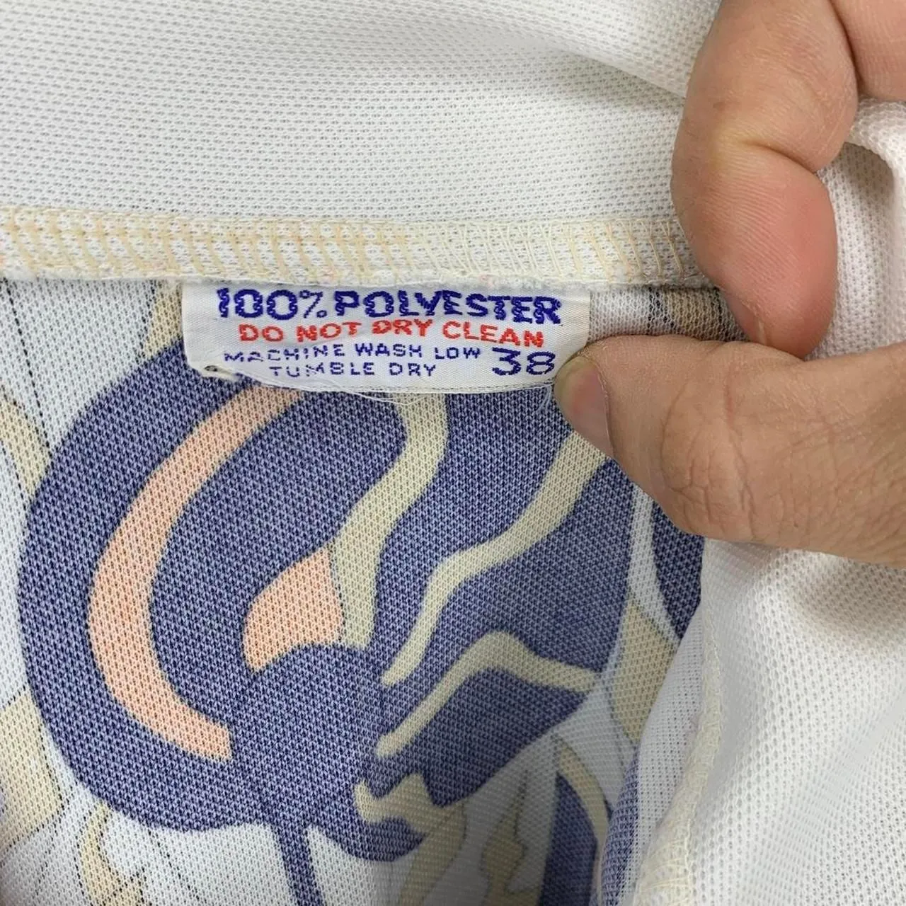 True Vtg 60s Paisley Funky Leaf Fancy Luxury Psychedelic Button Size 38 Medium White - Image 3