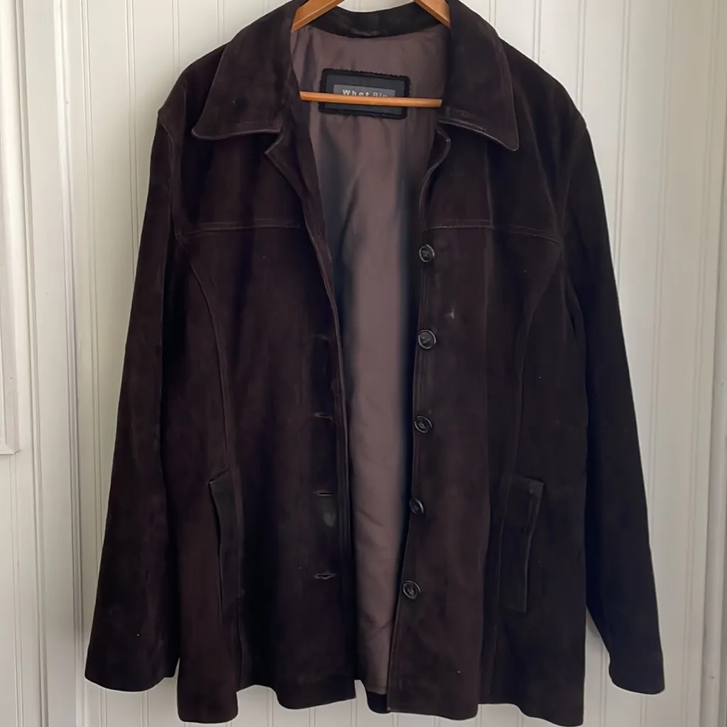 Whet‎ Blu Brown Suede Leather Jacket Soft Buttons Pockets Fully Lined Flaw Size undefined - Image 3
