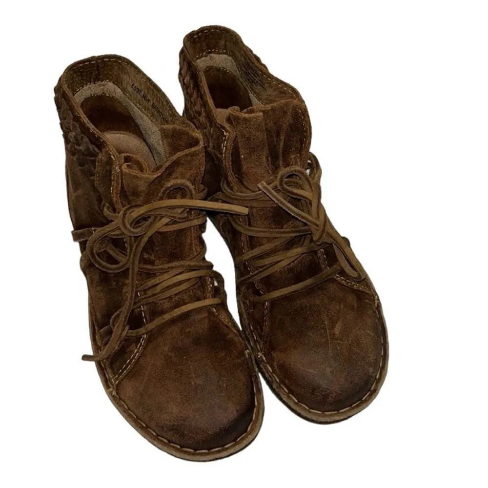 BORN Distressed Leather Ankle Brown Boots(Size 6.5M) - Image 12