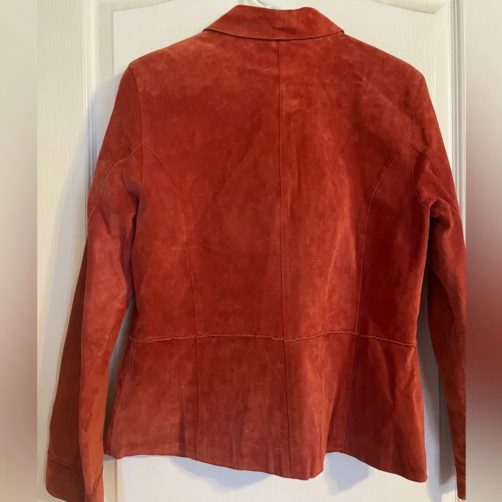 Brandon Thomas Burnt Orange Leather Button Up Coat Sz M Y2K Vintage Biker Boho Size M - Image 4