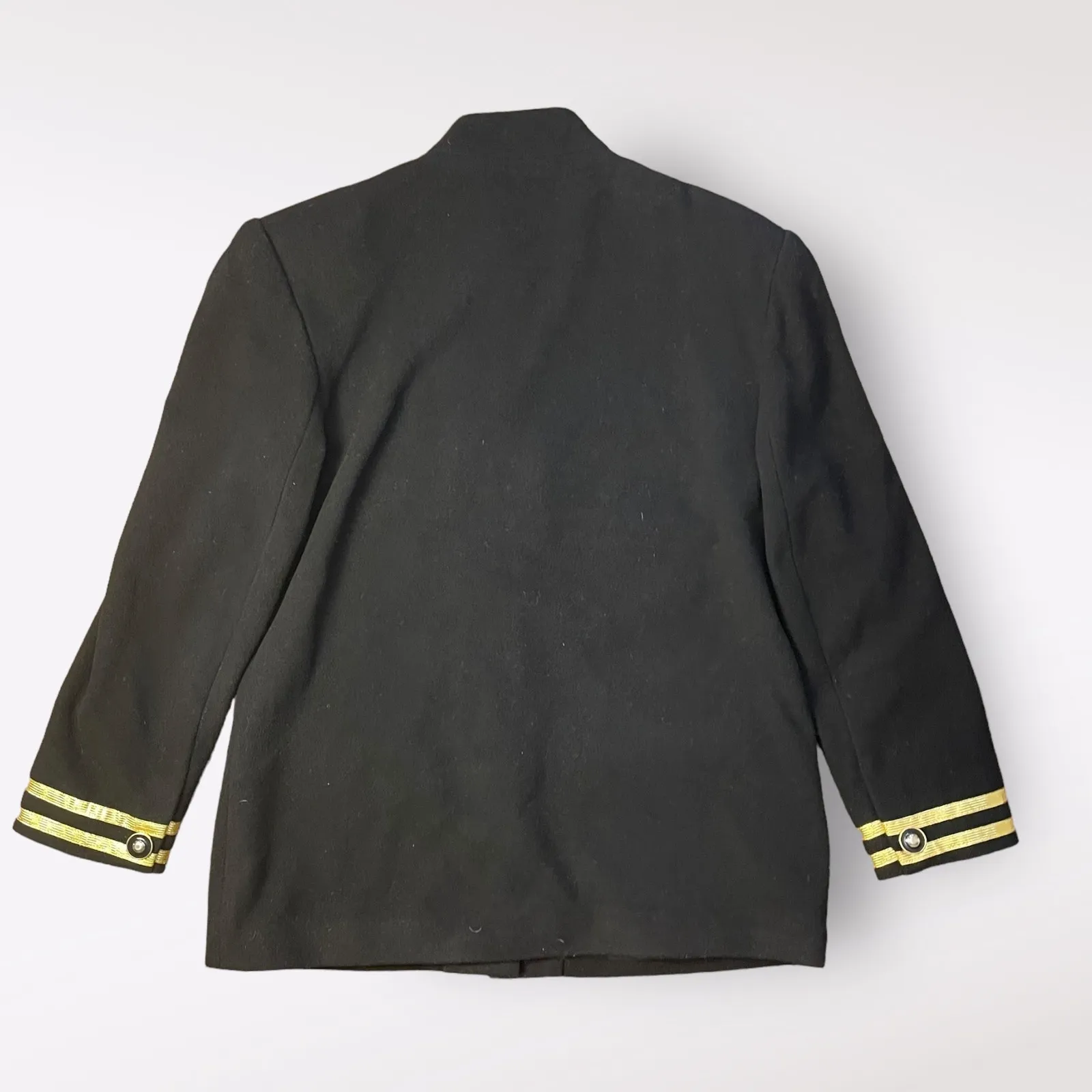 Focus 2000 Vintage Black Gold Wool Cashmere‎ Blend Military Jacket Size 10 - Image 3