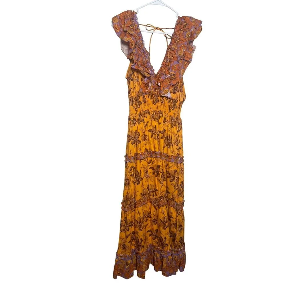 Love the Label Azalea Ruffled Midi Dress Sz. XS Orange - Image 3
