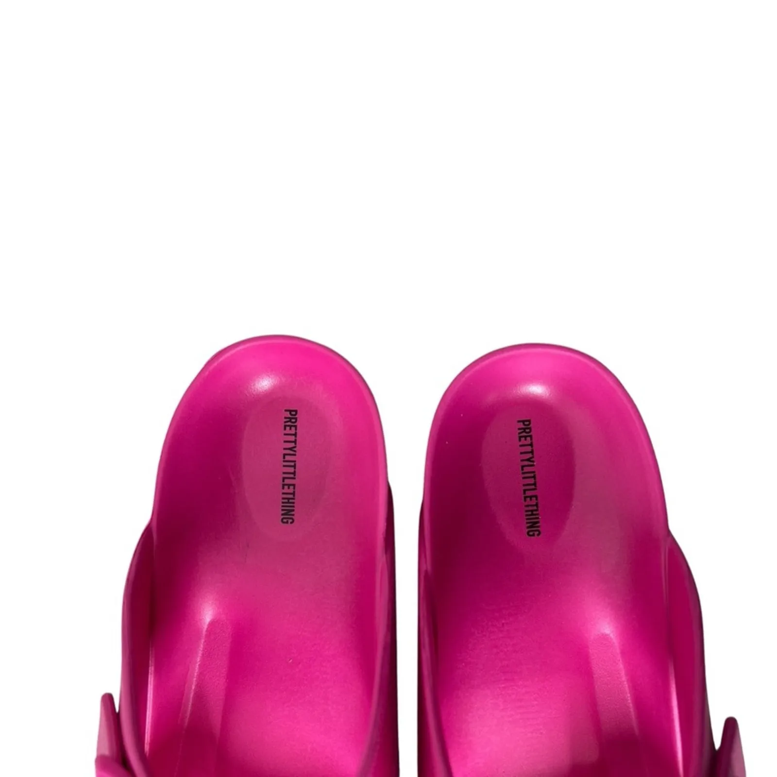 PrettyLittleThing Pink Rubber Buckle Footbed Slides NWT Size US 8 Wide Fit - Image 6