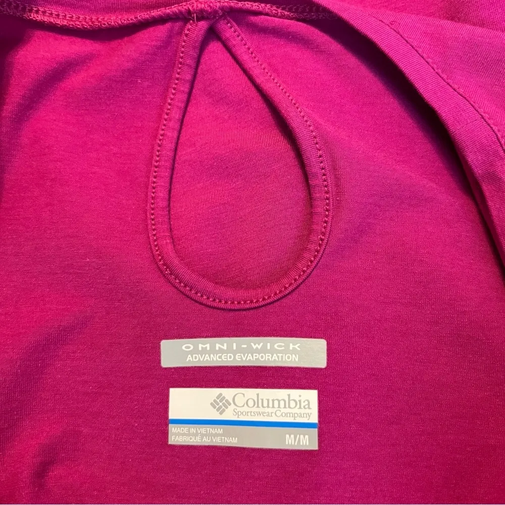 Columbia Omni Wick Long Sleeve Shirt Top Women’s Sz Medium Keyhole Back Fuchsia - Image 4