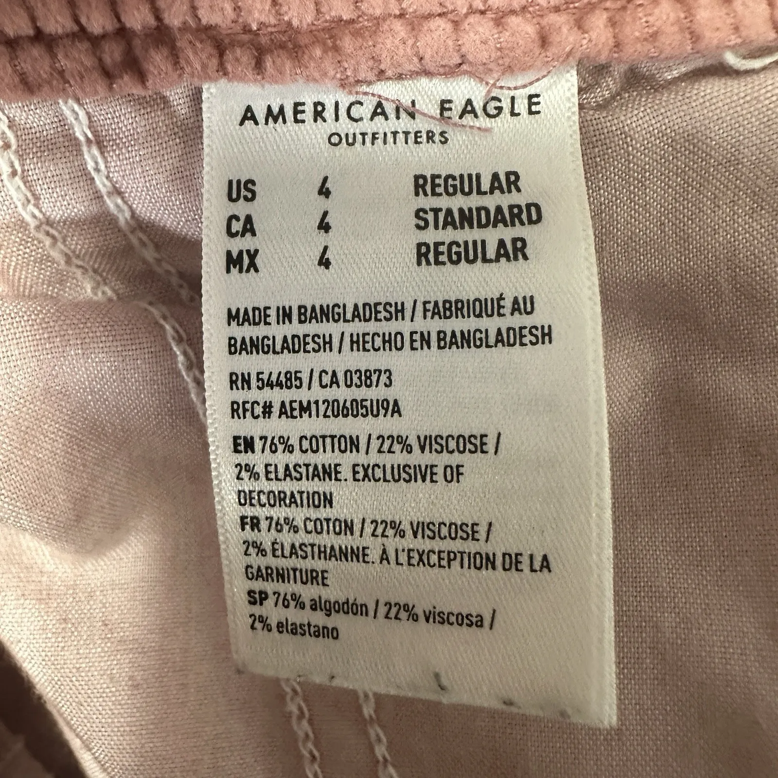 American Eagle Pants Womens 4 Pink Super High Rise Baggy Wide Leg Cargo Corduroy - Image 7