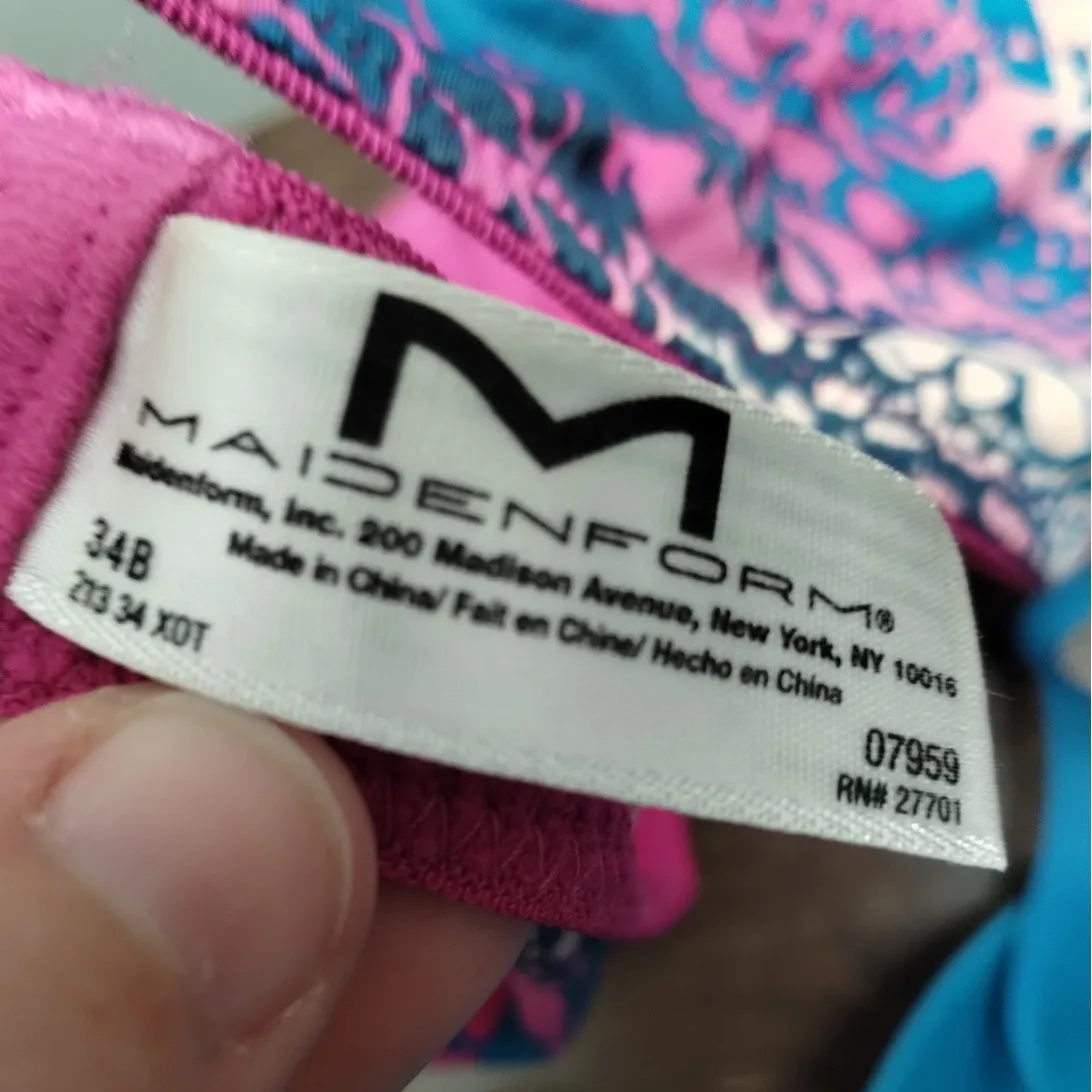 Maidenform Set of 2 Size 34B Blue Pink One Fab Fit Padded Underwire T-Shirt Bras - Image 5