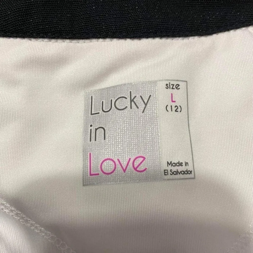Lucky in Love Size Large  Collared Tennis Shirt Short Sleeve Polo - Image 4