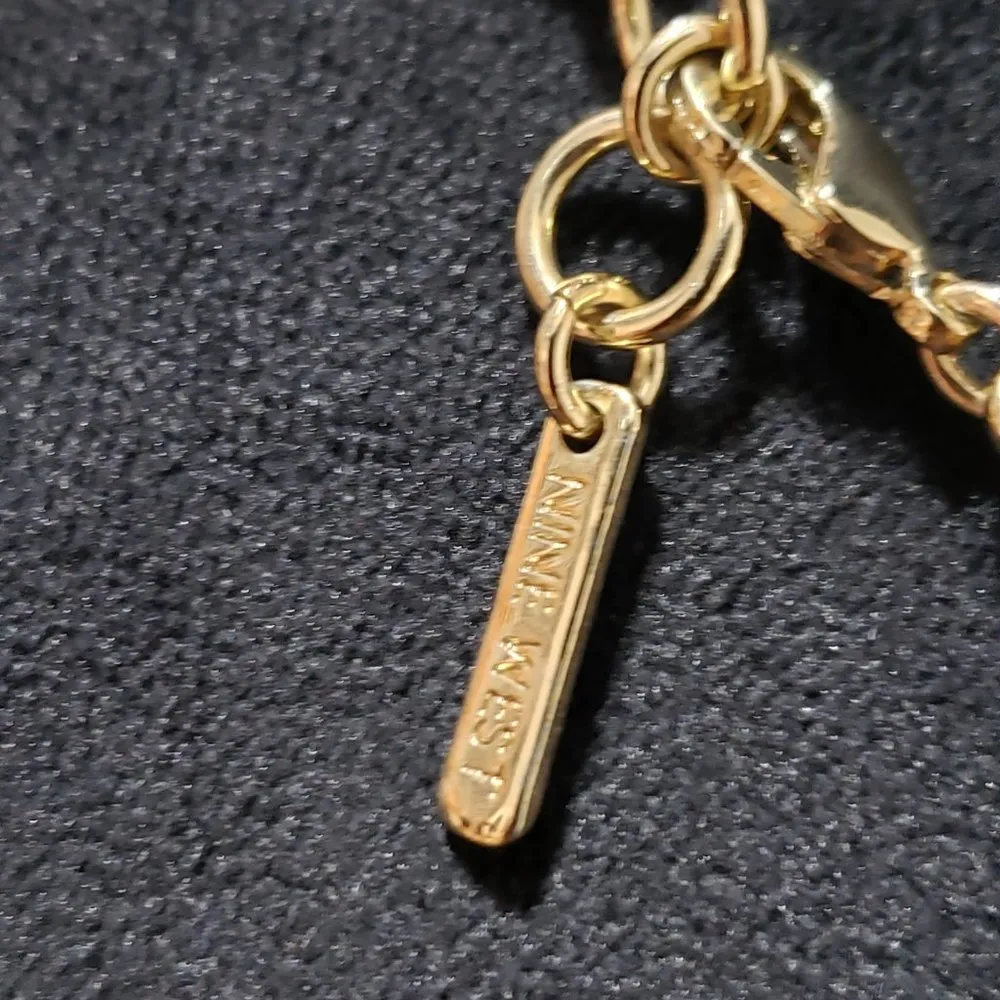 Nine West Women's Vintage Gold and Pink  Necklace with Rectangular Stones - Image 7