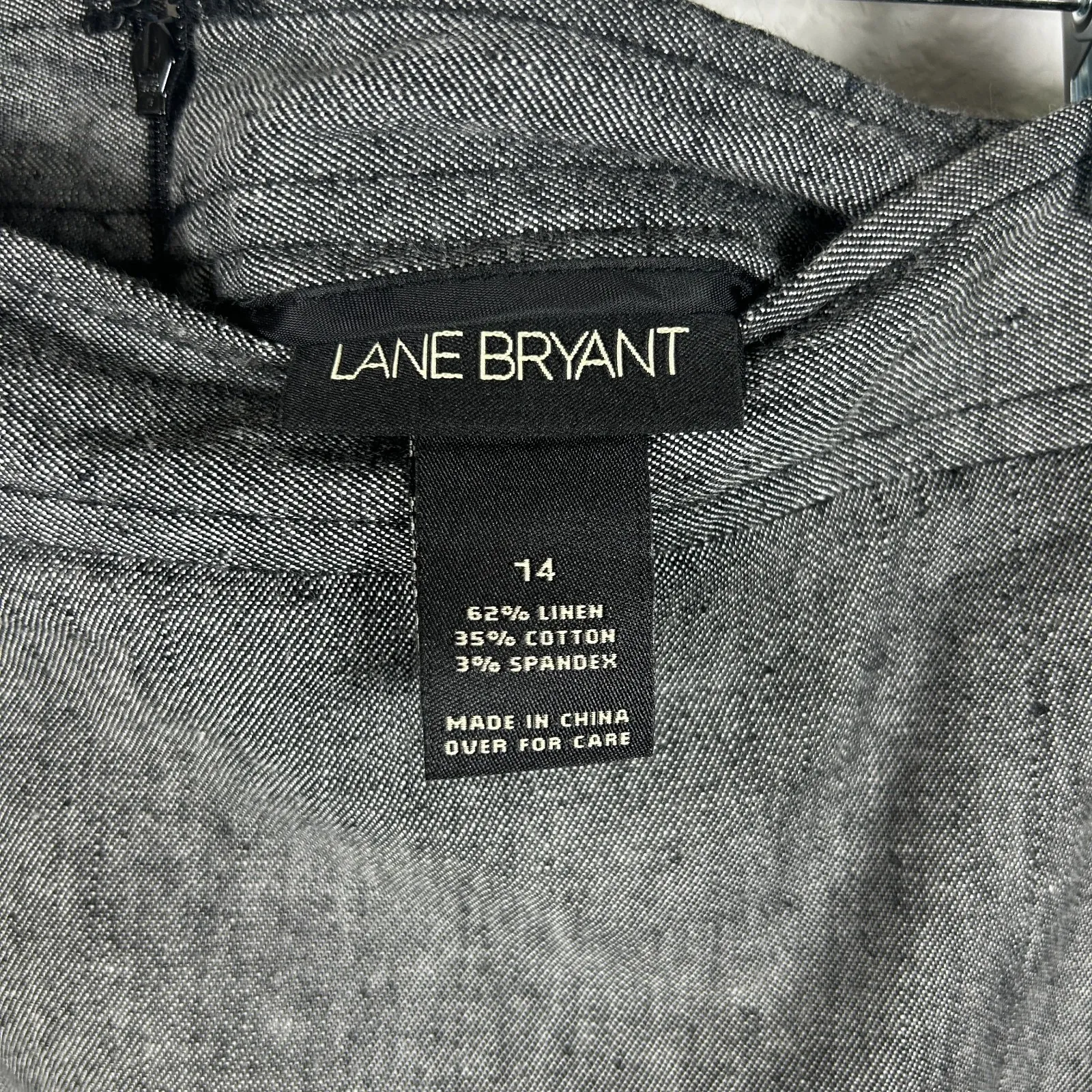 Lane Bryant Gray A-Line Skirt Women's Size 14 Linen Blend Button Waist Career‎ - Image 3