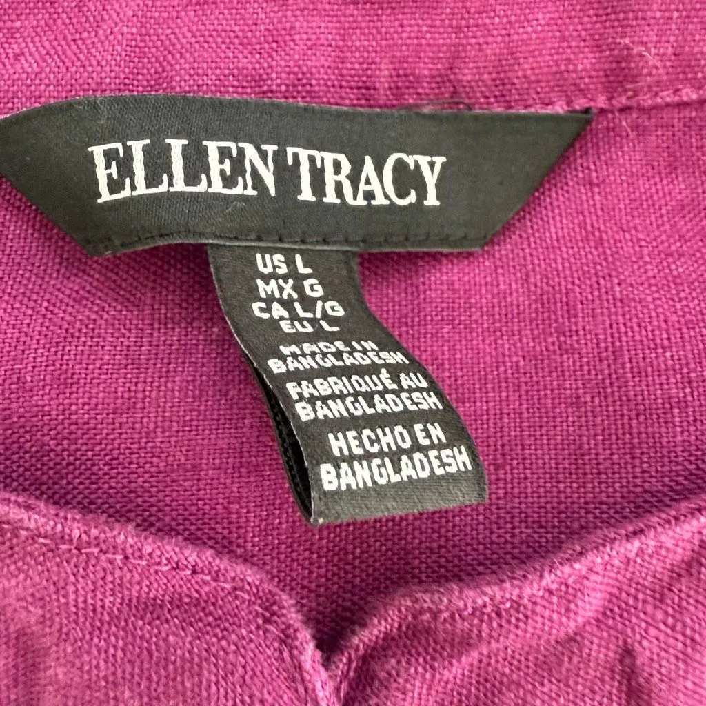 Ellen Tracy 100% Linen Plum Purple Sleeveless Shirt L - Image 7