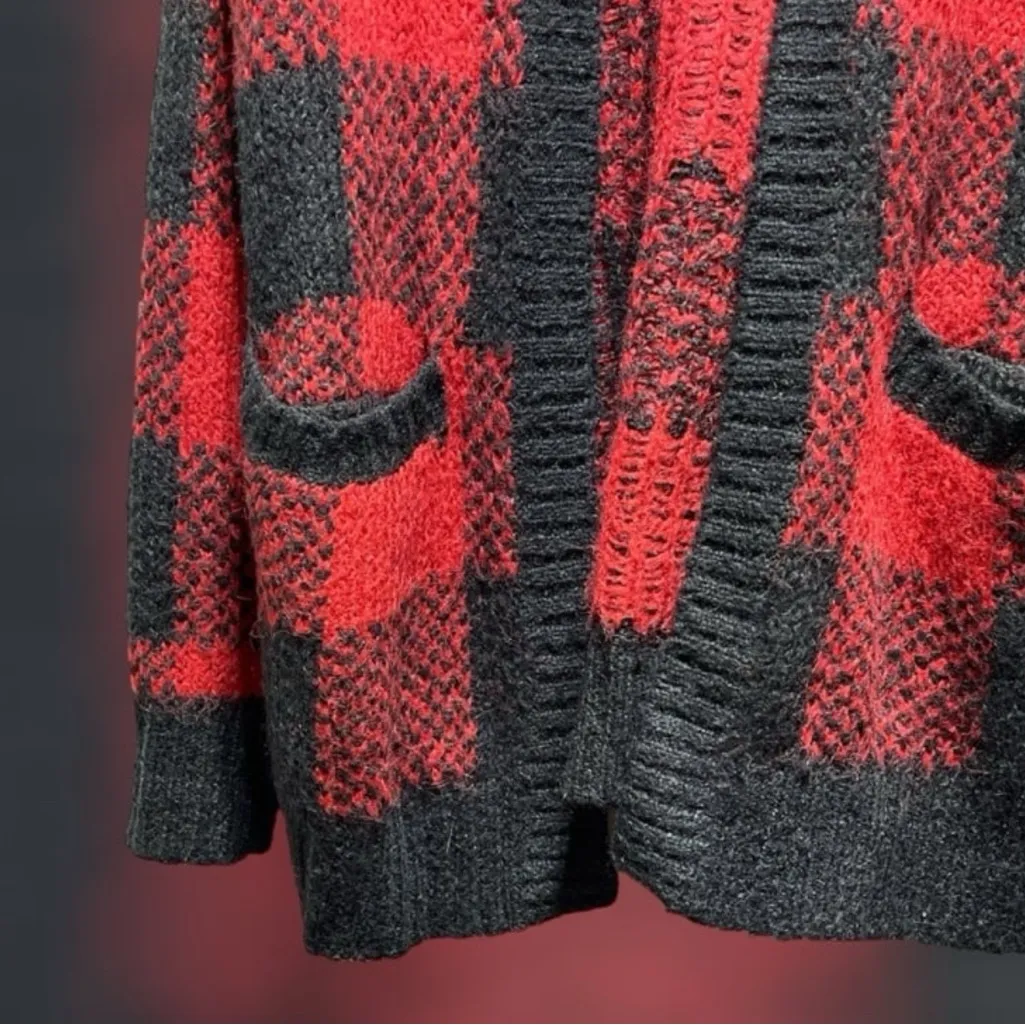 Hollister Slouchy No-Close Cardigan Comfy Cloud Y2K Buffalo Plaid Layering A&F - Image 4