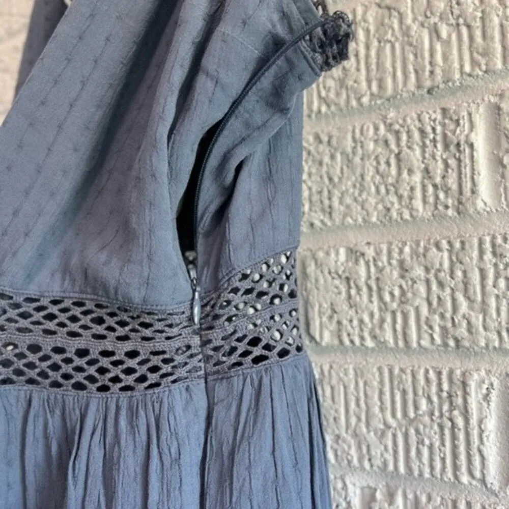 Abercrombie & Fitch Women's Small Tank Top Navy Summer Dress Lace Detail - Image 4