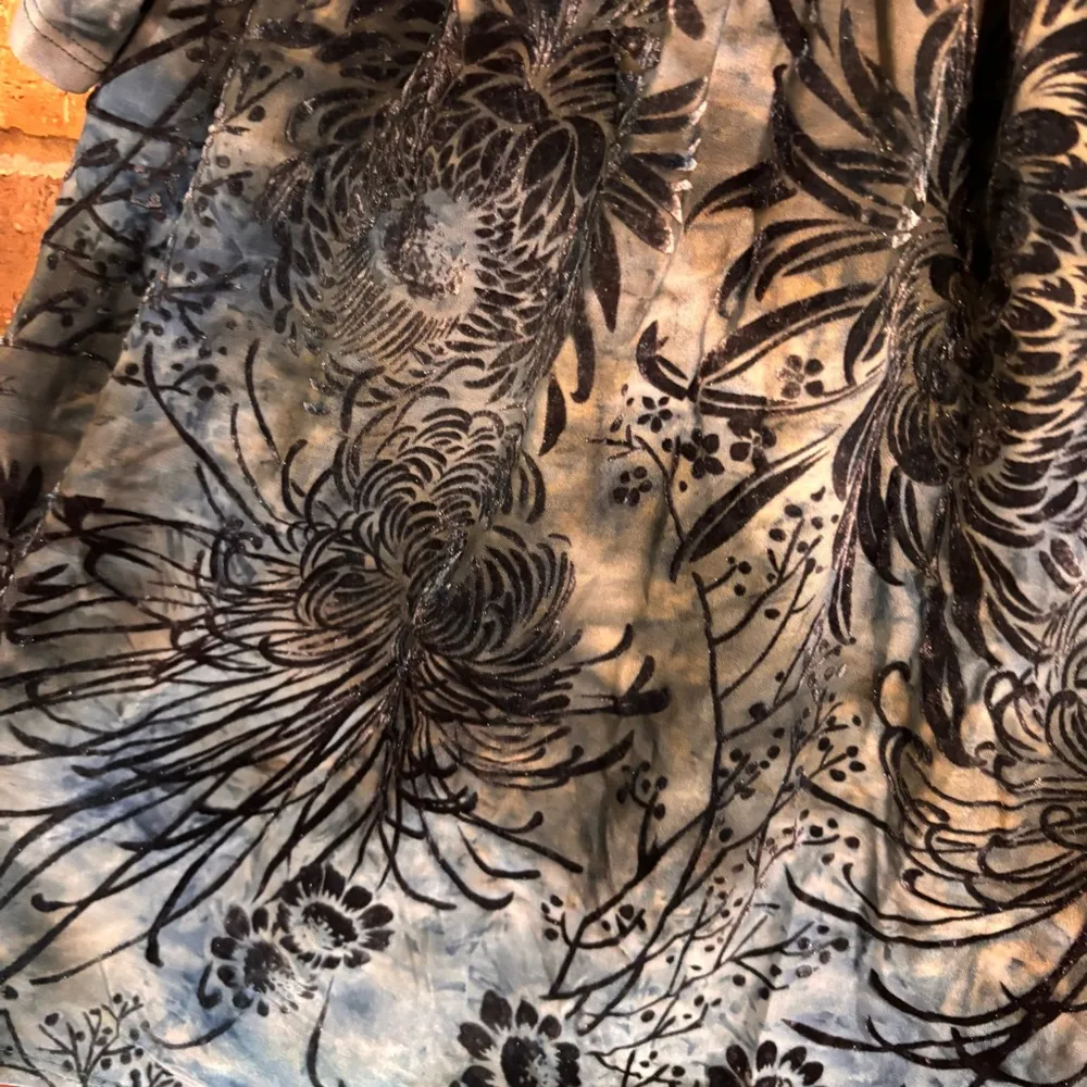 PaperMoon women vintage velvet burnout off the shoulder peasant top blue M - Image 2