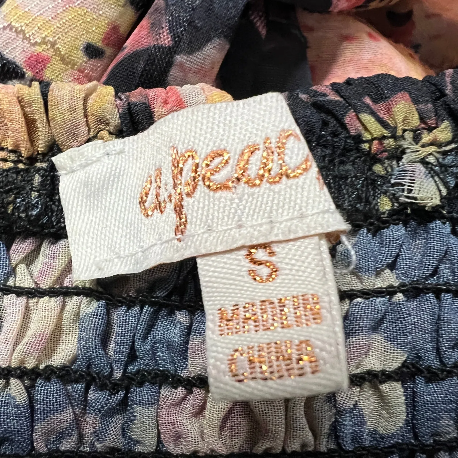 Vintage A. Peach Babydoll Top Women Small Dark Forest Fairy Y2K Boho Cottagecore - Image 7