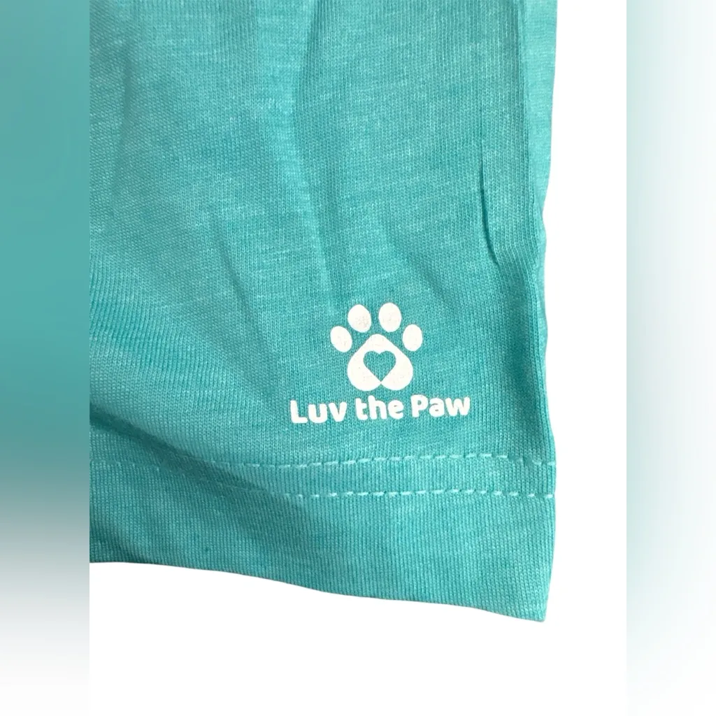 Canvas‎ + Bella Dog Mom T-Shirt Size Small Turquoise Luv The Paw - Image 4