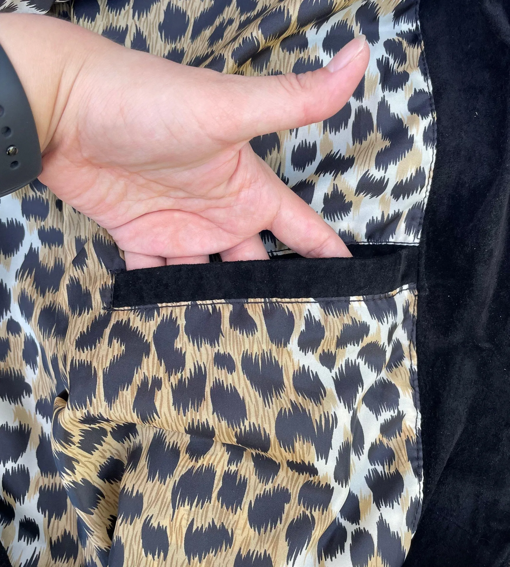 Vintage The Reserve Black Leather Leopard Bomber Jacket Size XL - Image 6