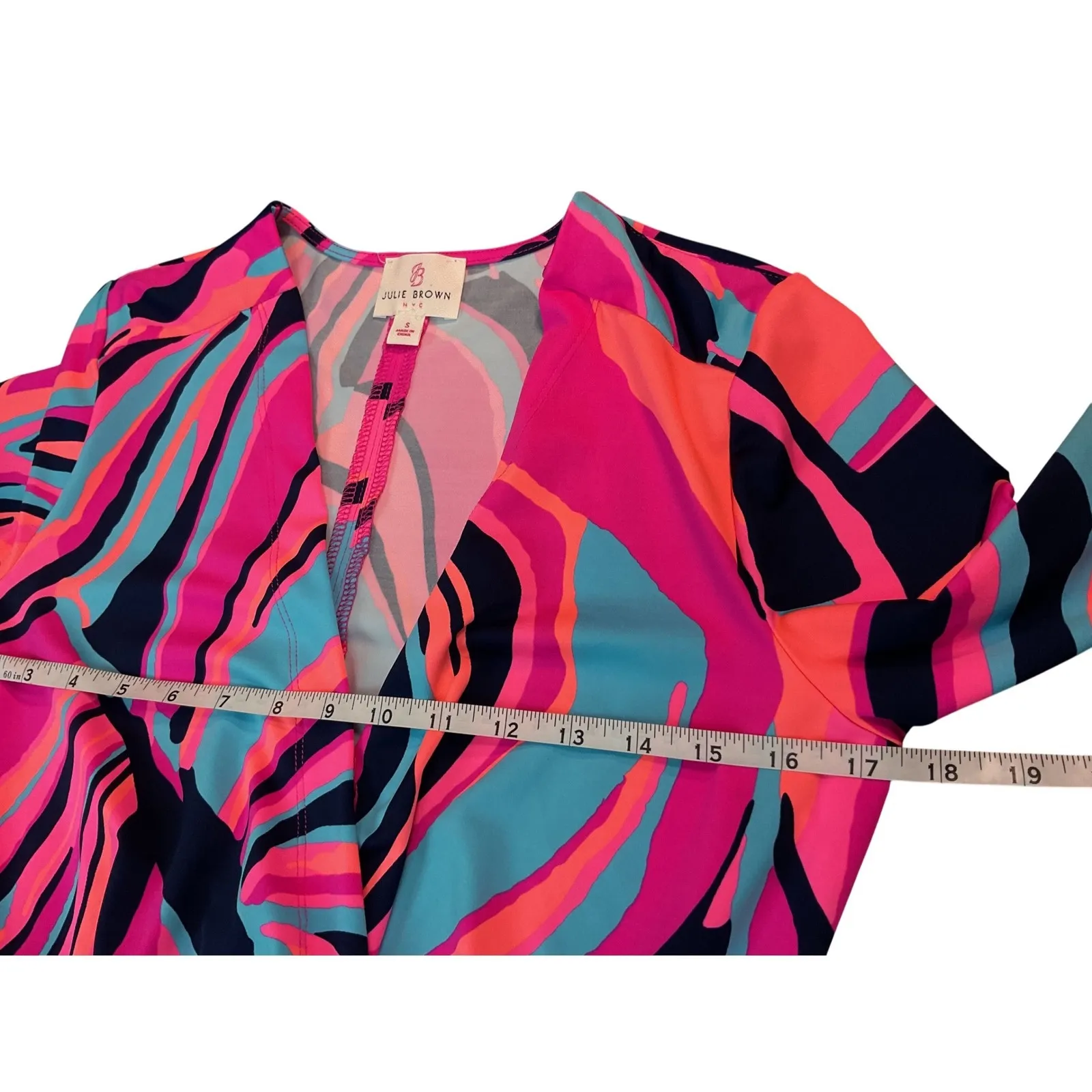 Julie Brown NYC Wrap Geometric Print Pink Blue jumper Romper shorts Small - Image 8