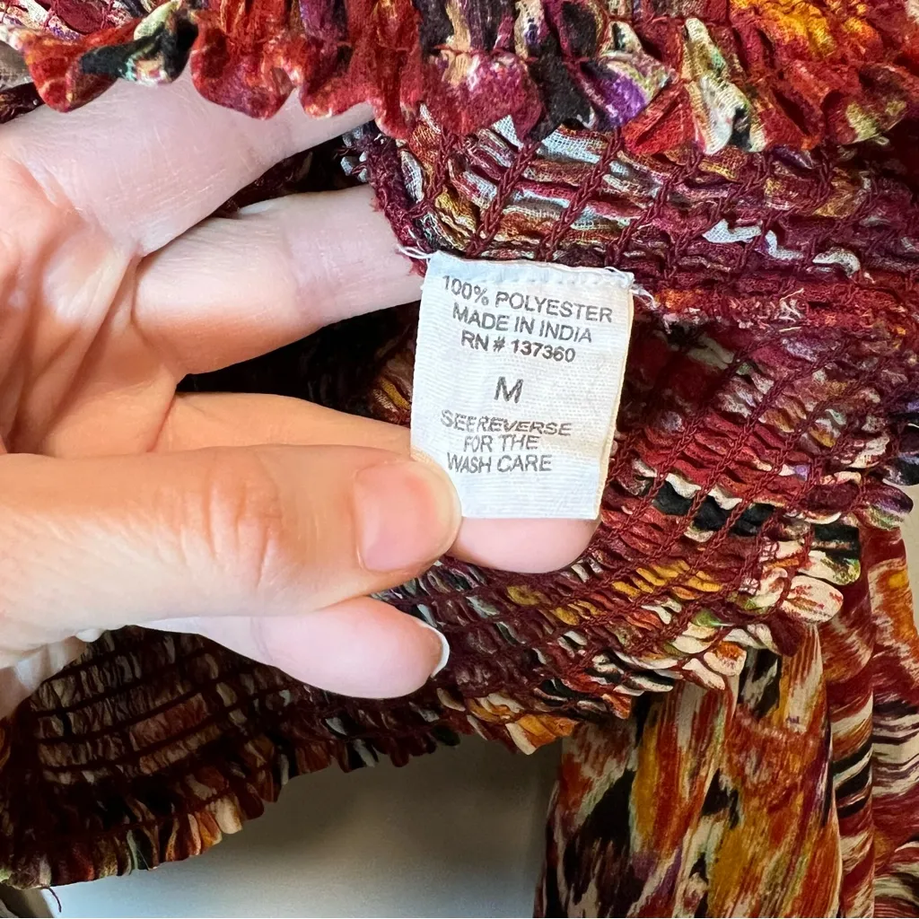 Live 4 Truth Red Orange Multicolor Bell Sleeve Top Medium - Image 6