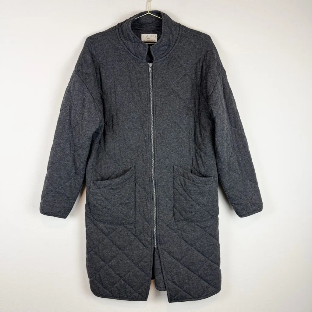 Z Supply Catharina Quilted Zip Jacket Onyx Gray Size Small - Image 6