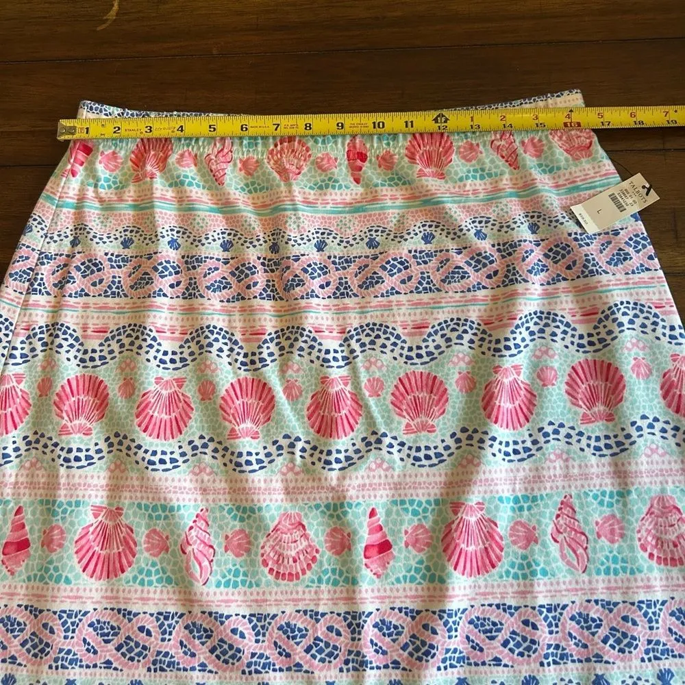 Talbots Pastel Pull-On Mini Skirt Seashell Cotton Blend Size Large NEW - Image 5