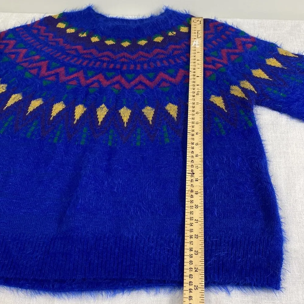 Time and Tru womens blue fuzzy Holiday Christmas sweater size L Size L - Image 8