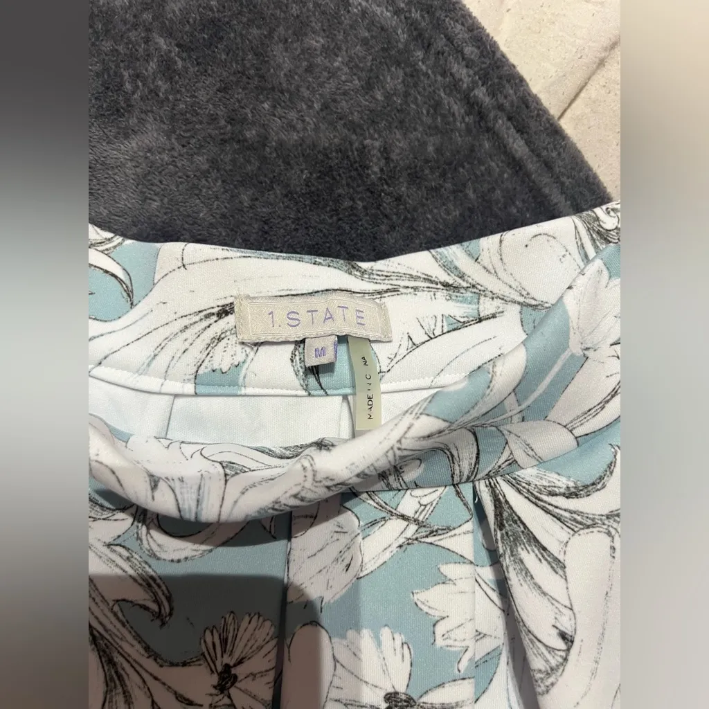 1. State Blue and White Floral Skater Skirt M - Image 3