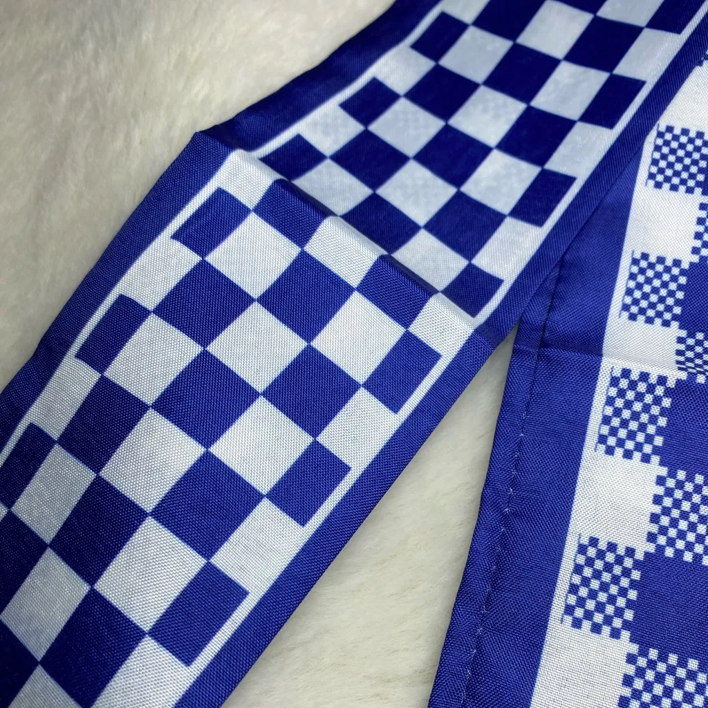 Blue & White Checkered / Plaid Bag Twilly Scarf NEW - Image 5