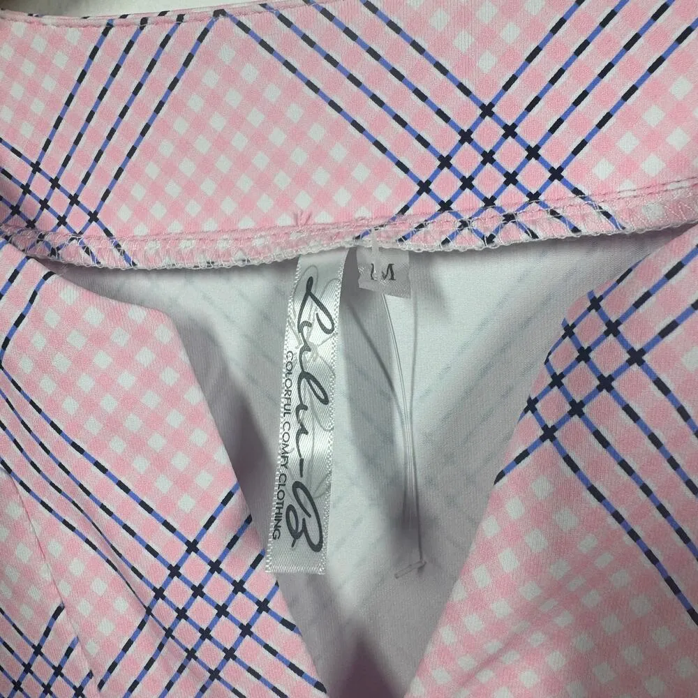 LULU B Dress Women M PINK CHIC NWT ELBOW SLEEVE Plaid UPF 50+ Preppy Summer White Size M - Image 5